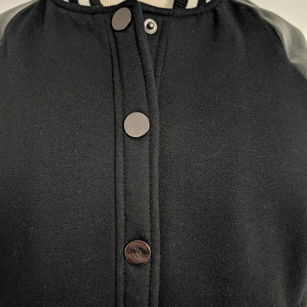 Forever 21 Black Varsity Jacket with Leather Accents - Picture 3 of 8